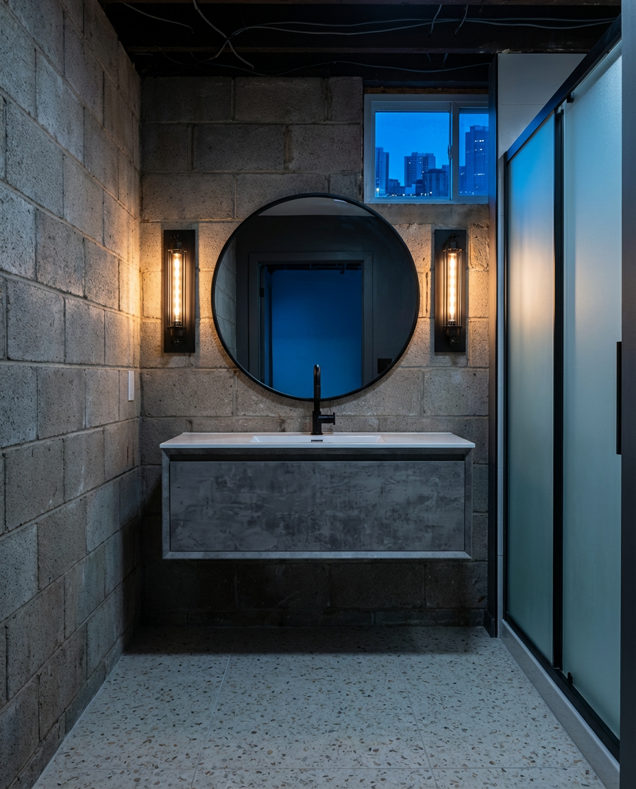 DIY Basement Bathroom with Industrial Touches