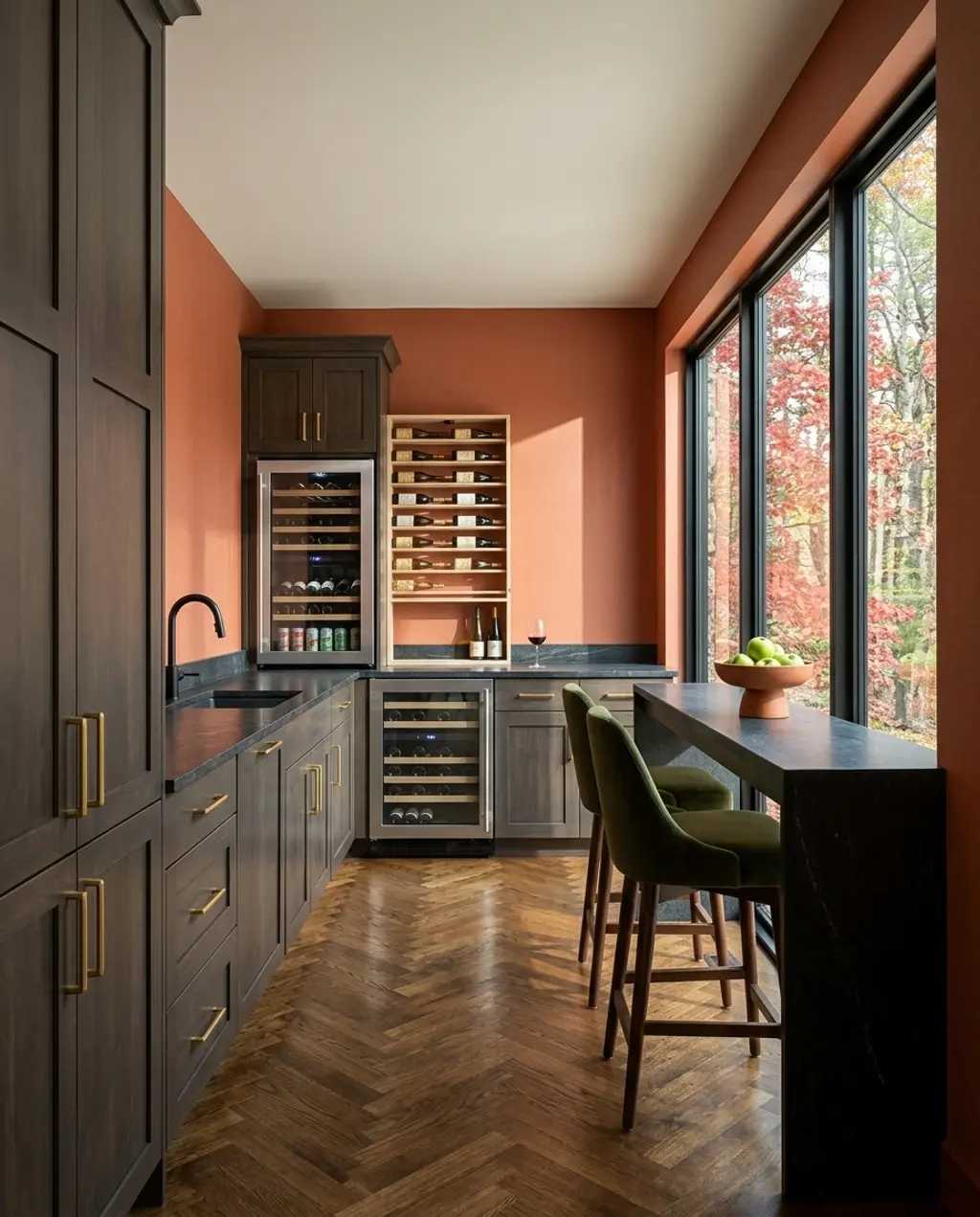 Galley Kitchen with Integrated Wine Bar and Storage — Budget Version