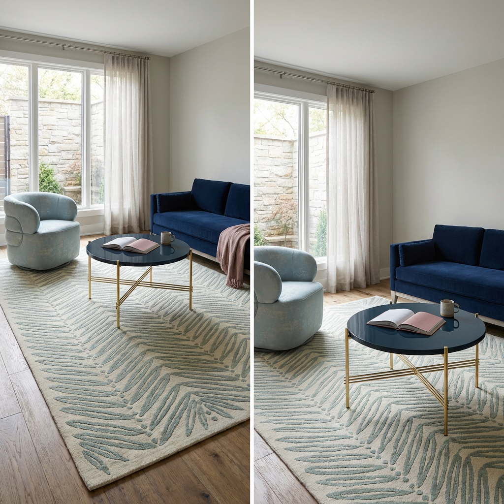 Monochromatic Blue Living Room with Varying Tones