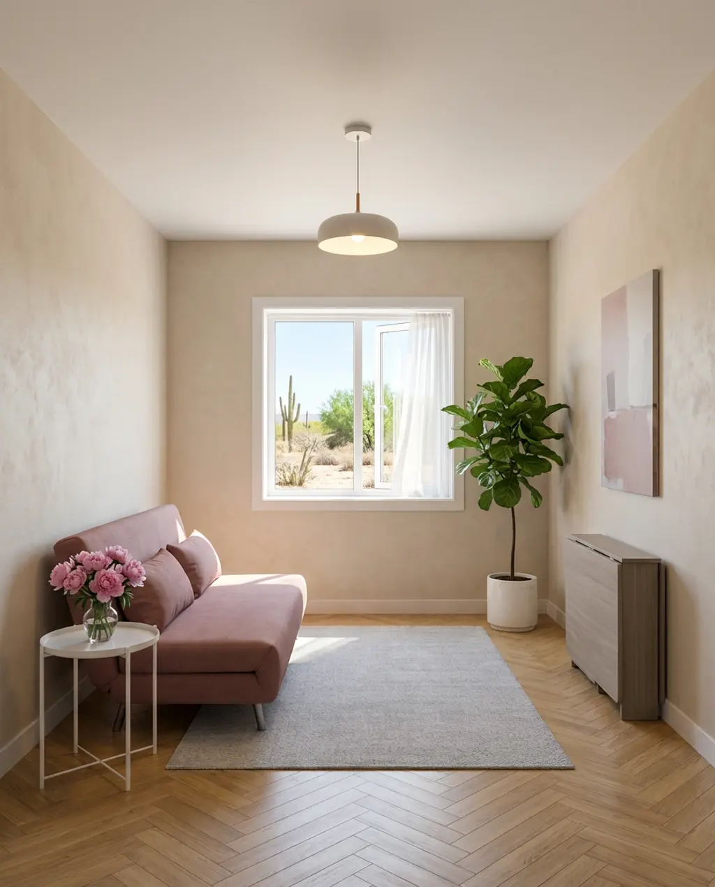 Small Basement Apartment with Compact Kitchenette — Budget Version