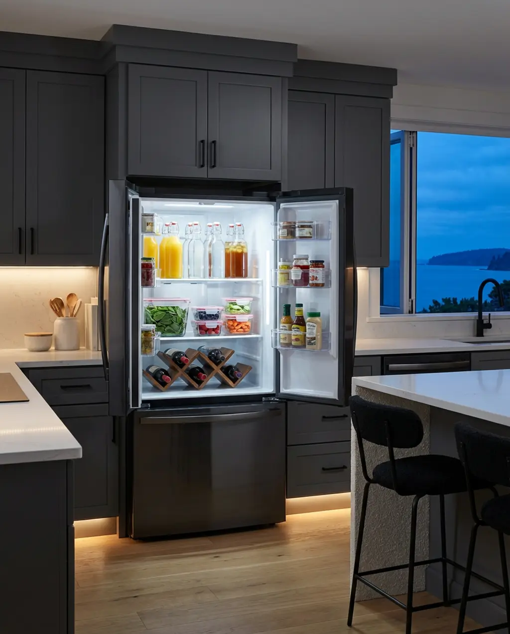 Transparent French Door Fridge for Visual Inventory