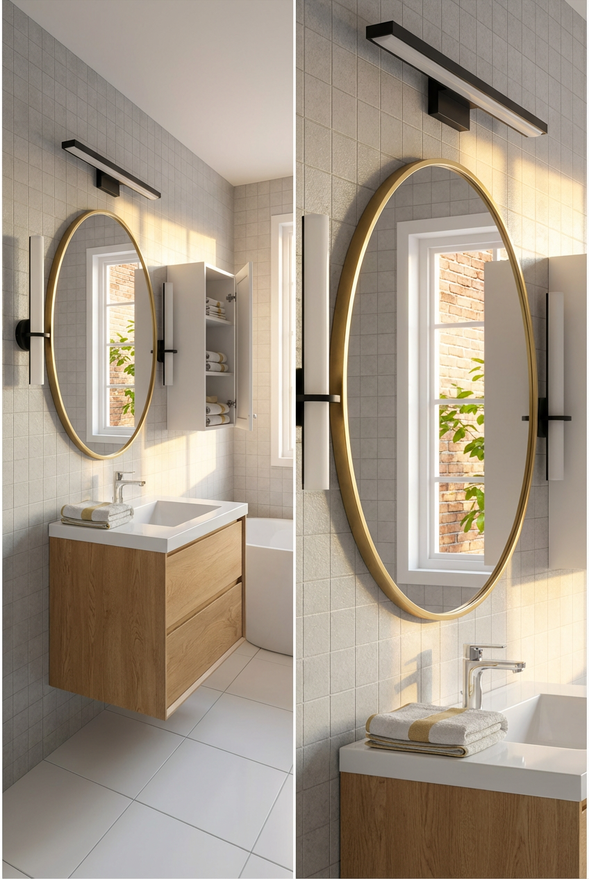 Tiny Bathroom Wall-Mounted Storage Towers
