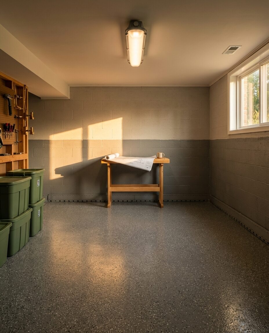 Michigan Basement with Enhanced Waterproofing & Drainage