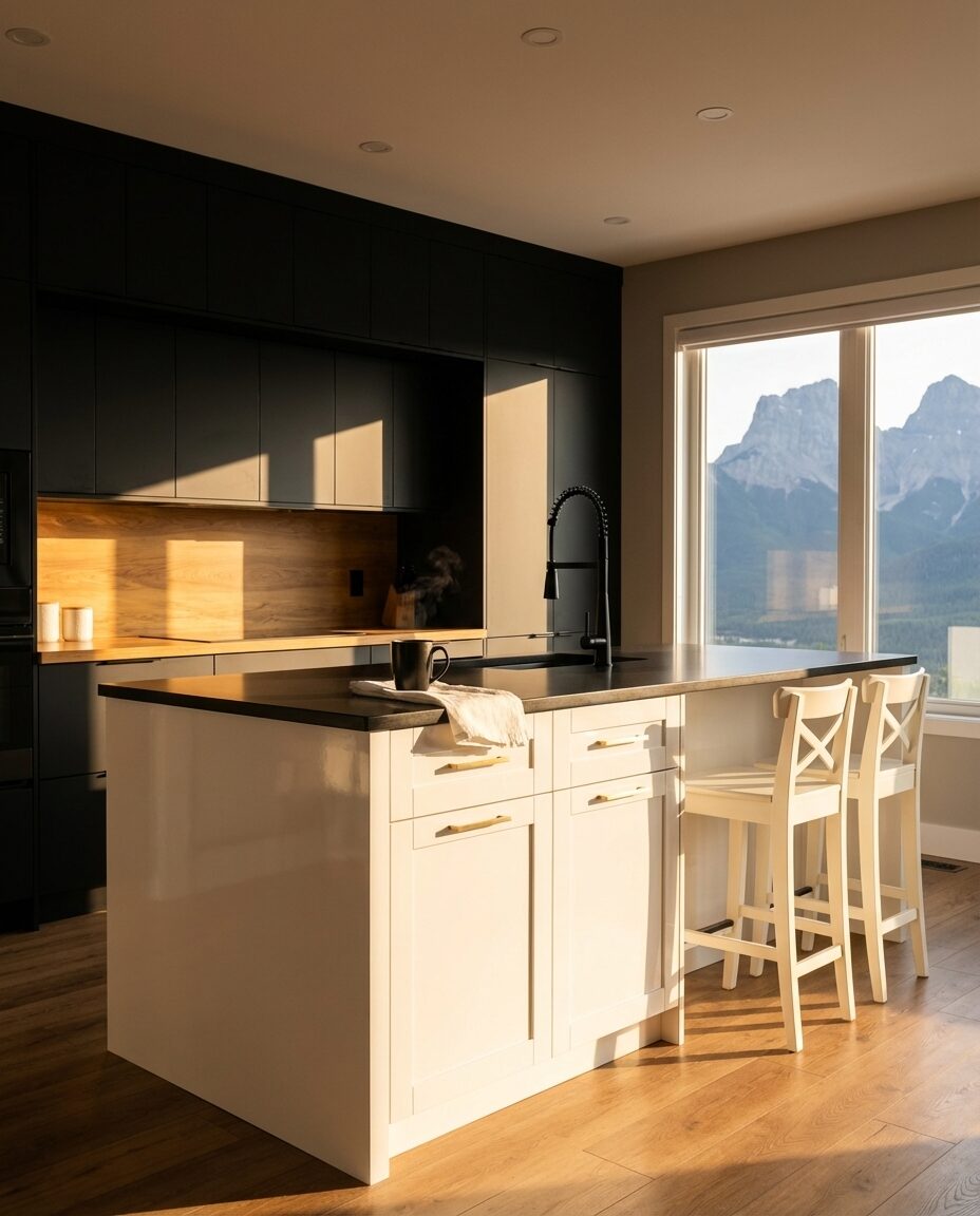 Sophisticated Black & White Modern Kitchen