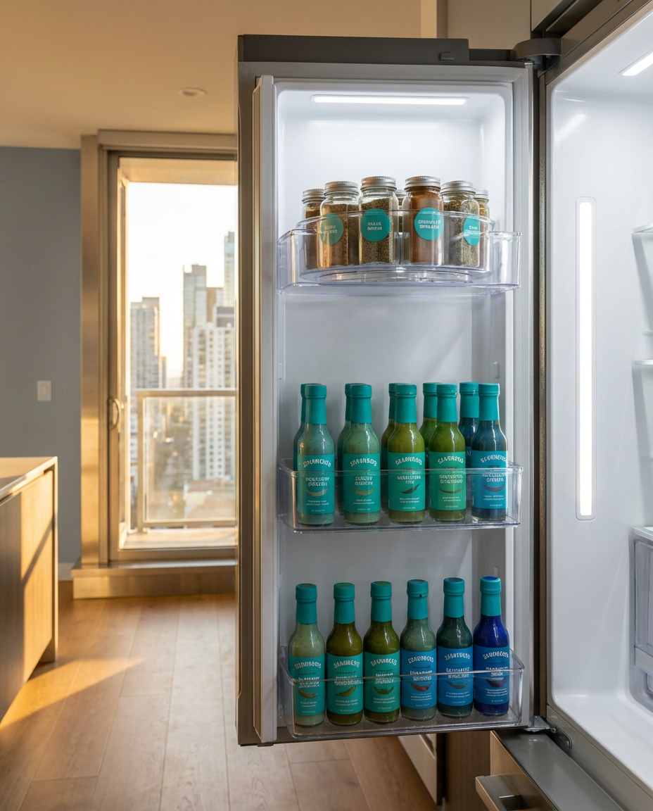 Side-by-Side Fridge with Dedicated Condiment Door