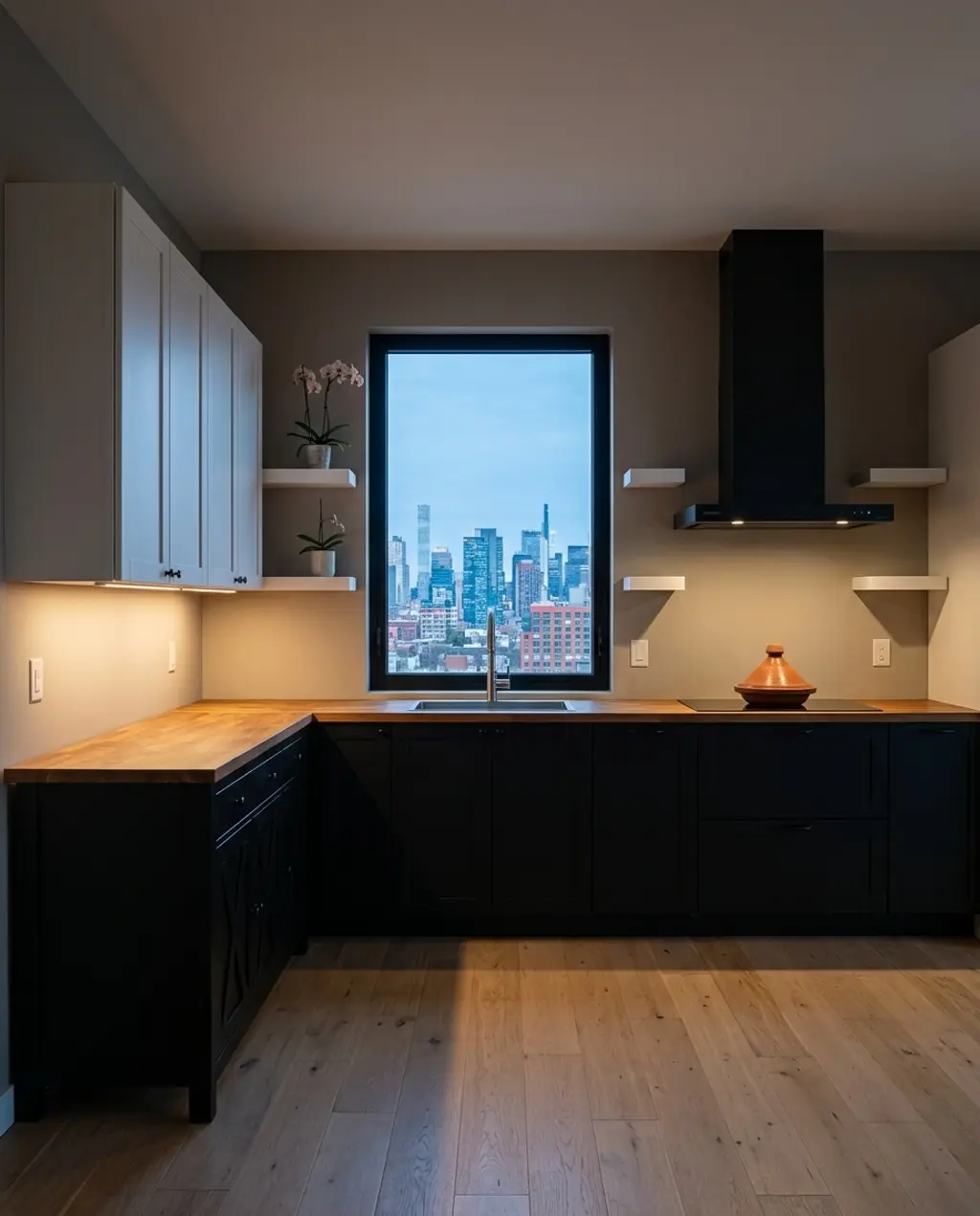 Unique Two-Tone Kitchen: White Uppers, Black Lowers — Luxury Version