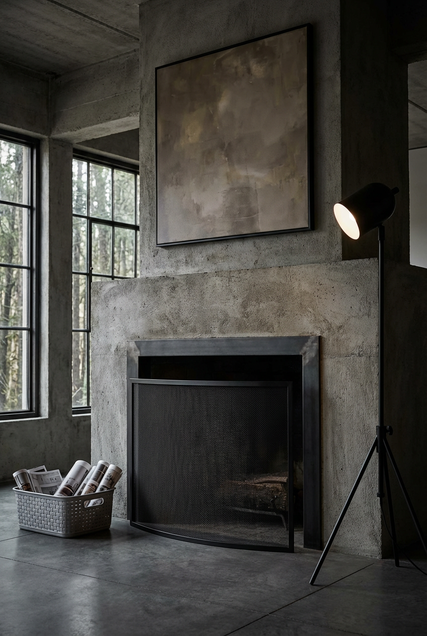 Urban Modern Fireplace with Industrial Metal Frame