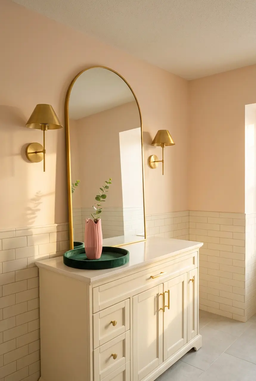 Light Peach with Cream and Gold Accents