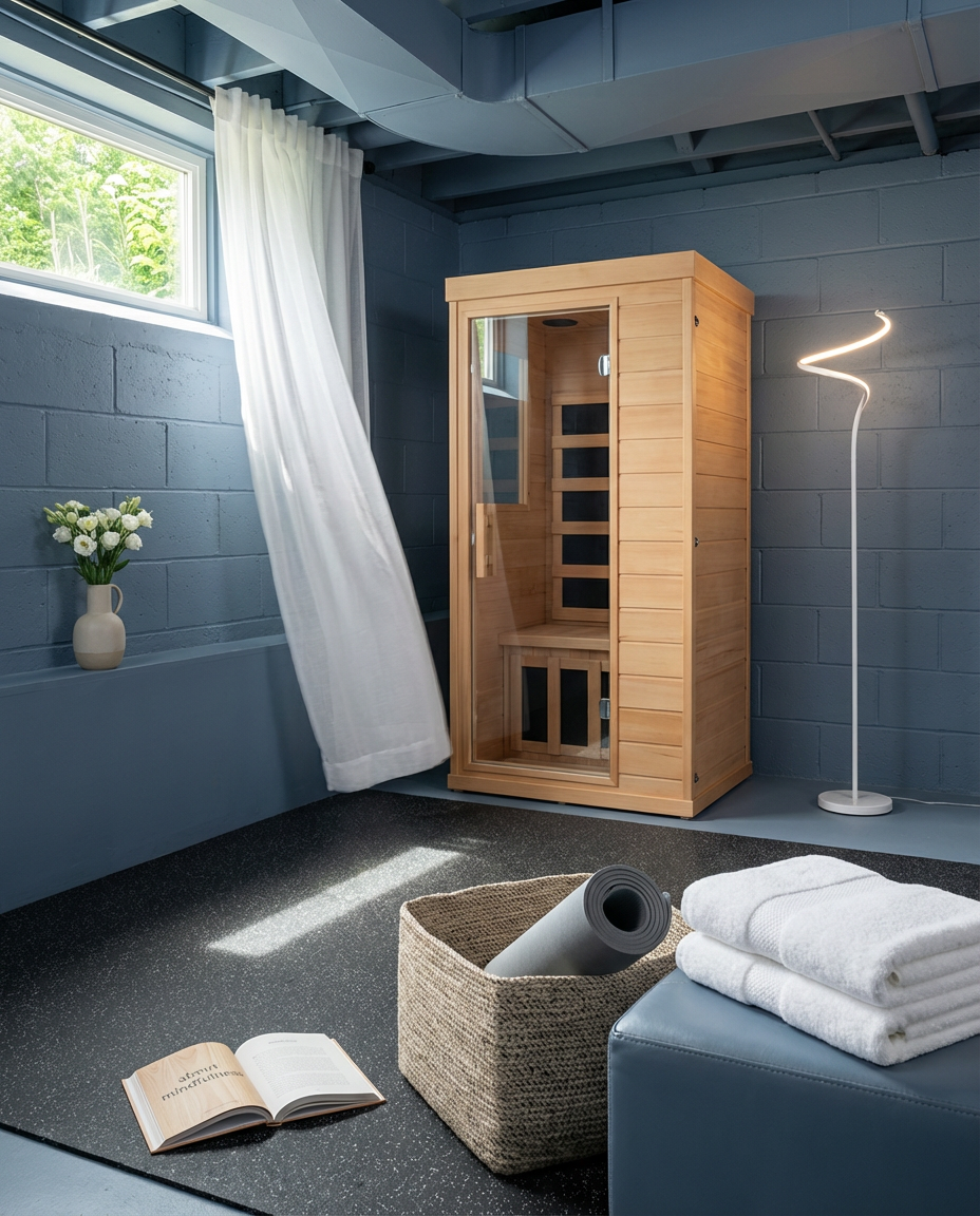 Unfinished Basement Transformed into Home Gym & Spa