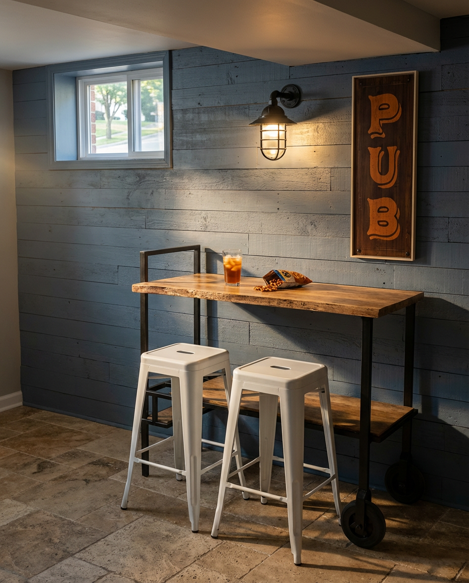 DIY Basement Bar with Pallet Wood Accents