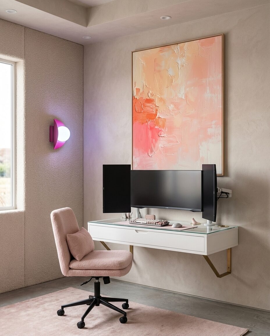 Small Minimalist Pink Gaming Corner