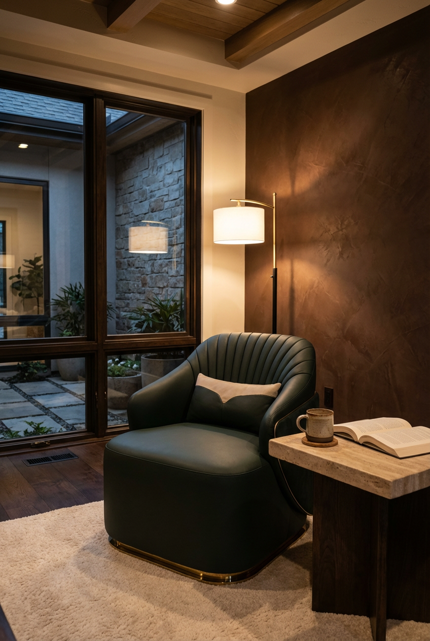 Moody Emerald Green Accent Wall Living Room — Luxury Version