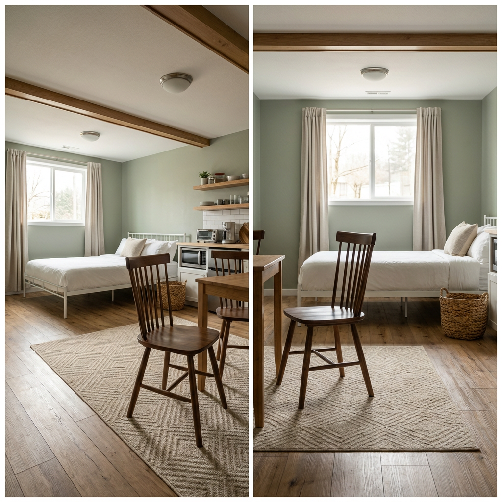 Budget-Conscious Basement Apartment with Integrated Kitchenette