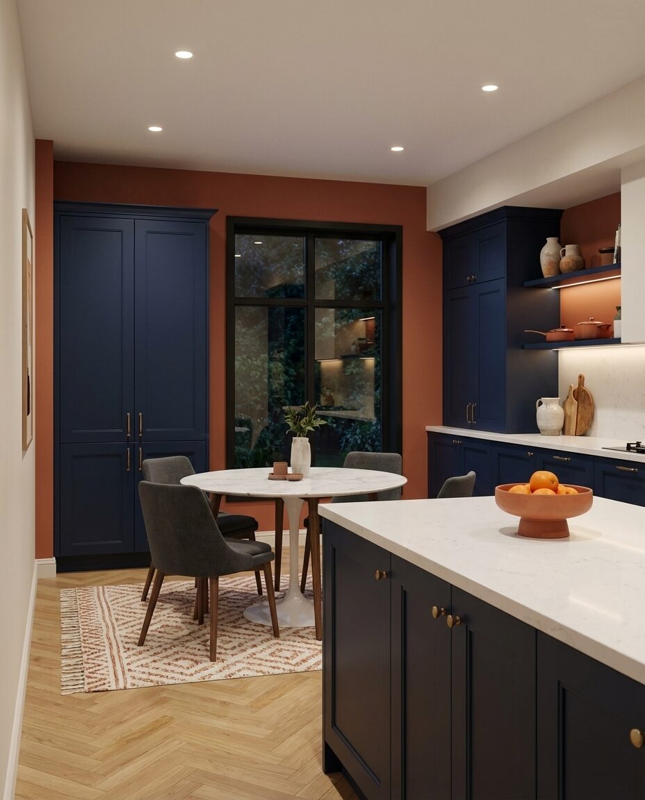 Bold Colours: Terracotta & Blue Chef's Kitchen — Luxury Version
