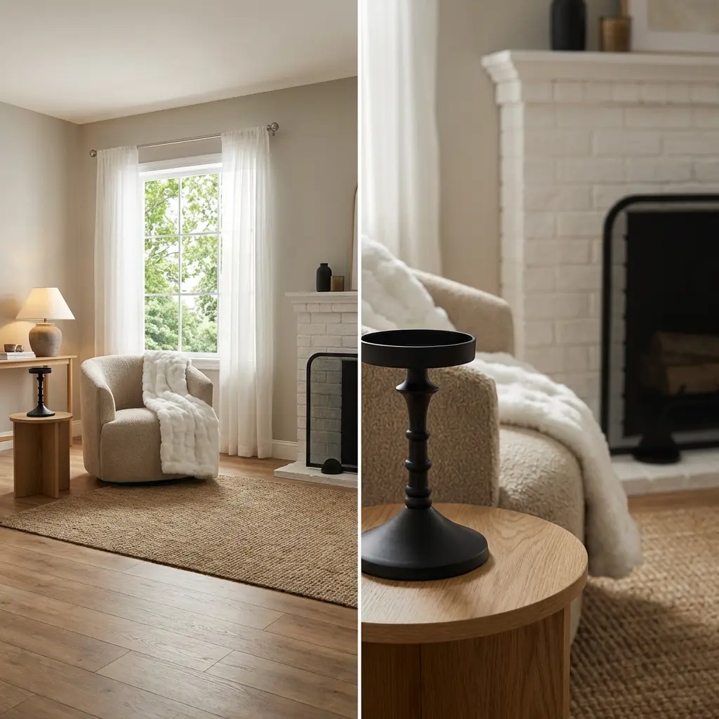 Cozy Warm Neutrals & Faux Fur Living Room