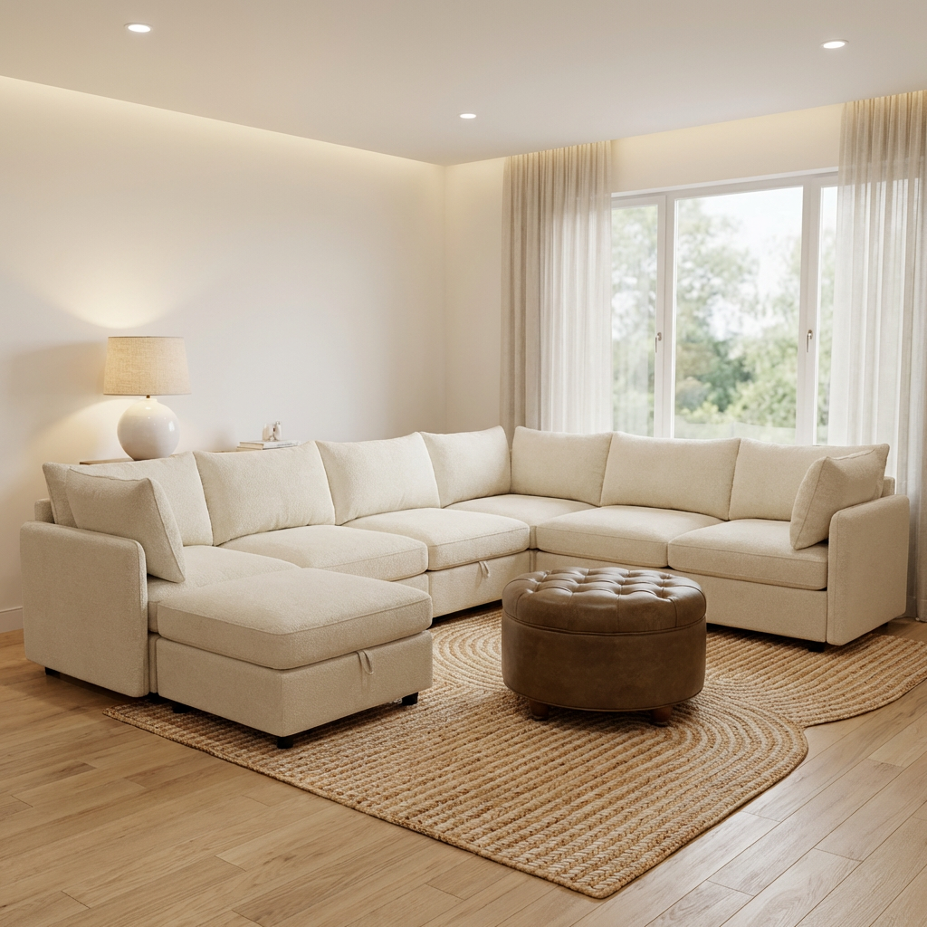 Cozy Earthy Living Room with Exposed Beams