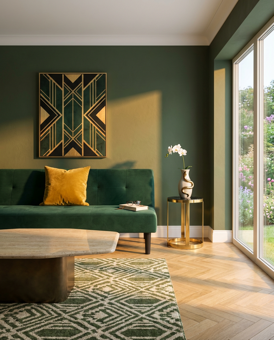 Velvet Art Deco Wall Painting Accents — Budget Version