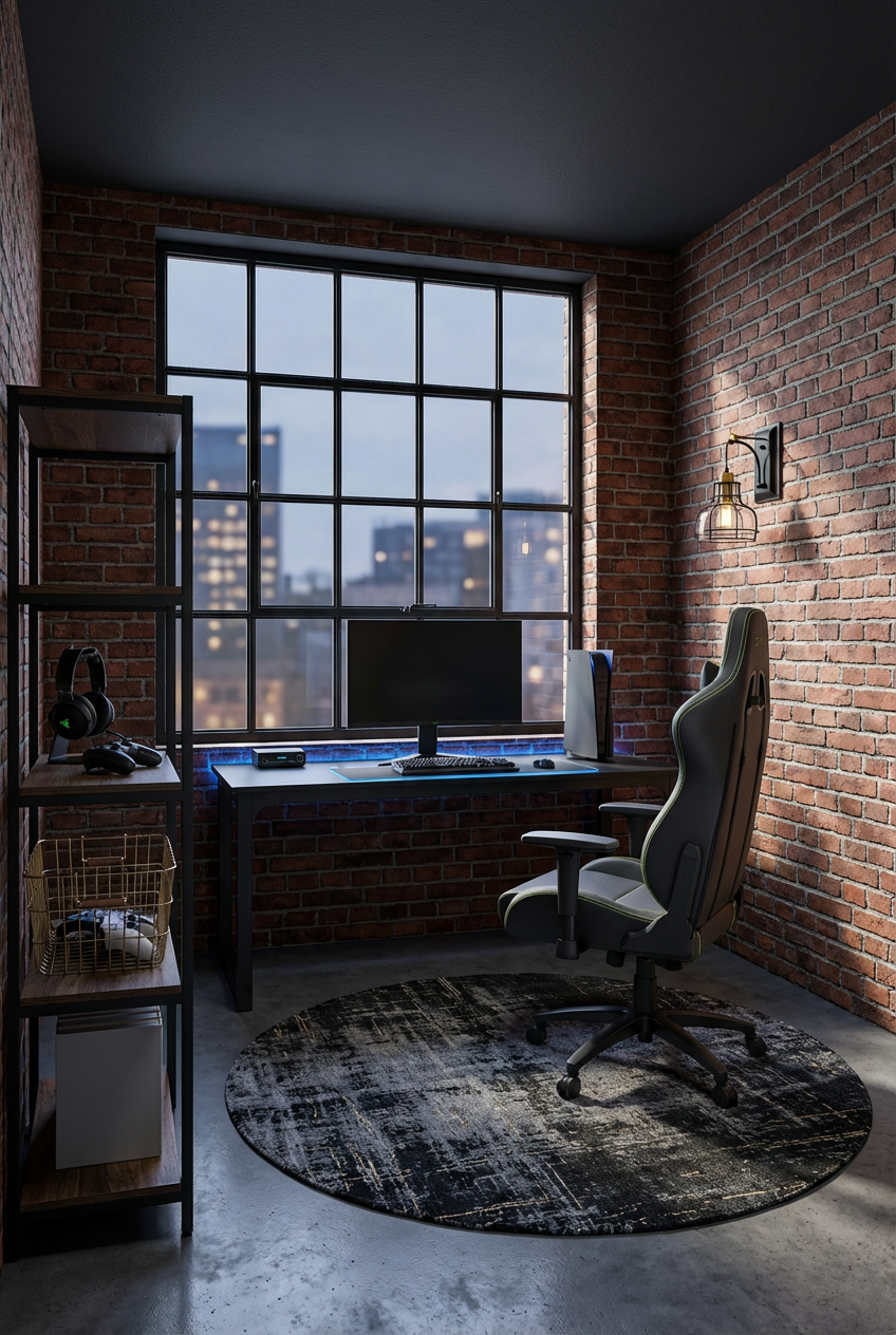 Industrial Black and Metal PS5 Gaming Corner — Luxury Version