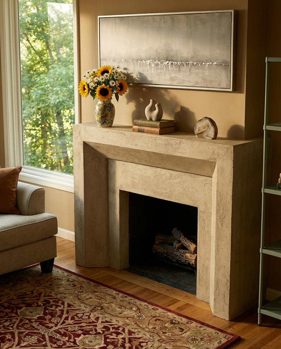 Top-Tier Eclectic Living Room with Statement Fireplace