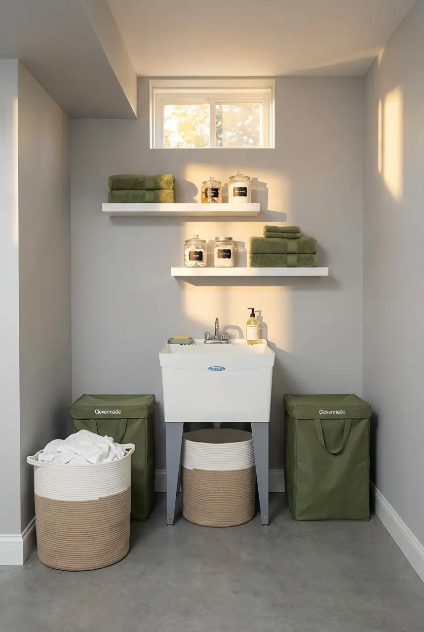 Unfinished Basement into a Budget-Friendly Laundry Room