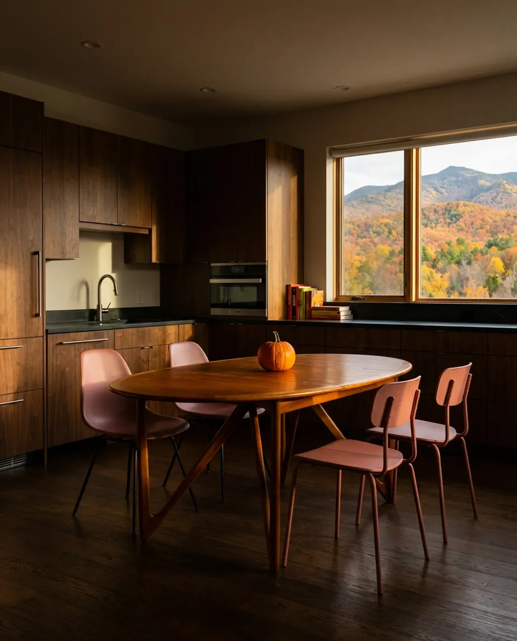 Refinished Mid-Century Modern Kitchen Table with Sculptural Chairs — Luxury Version
