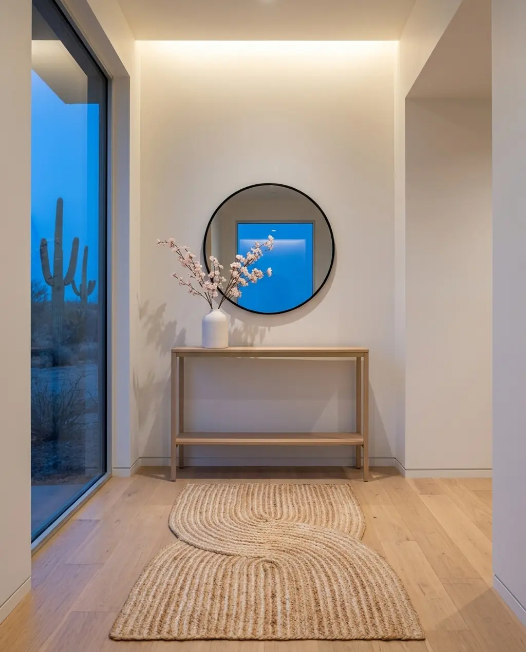 Clean Aesthetic Entryway with Visual Board