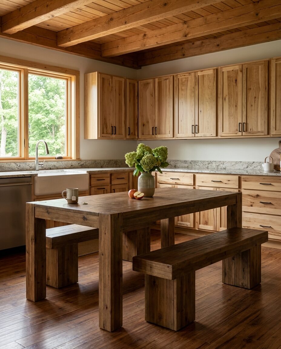 Warm & Inviting Kitchen with Wood & Natural Stone