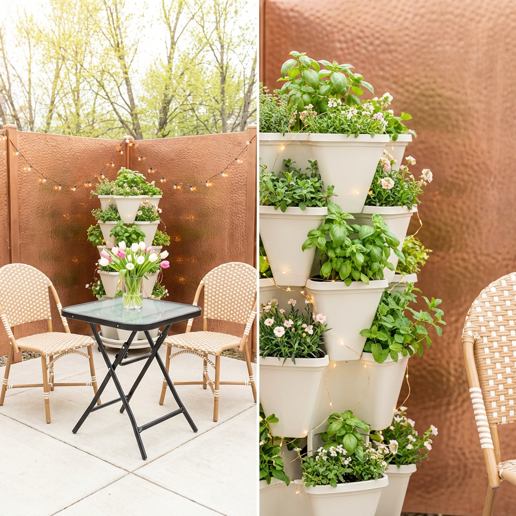 Small Backyard Oasis with Vertical Garden and Bistro Set