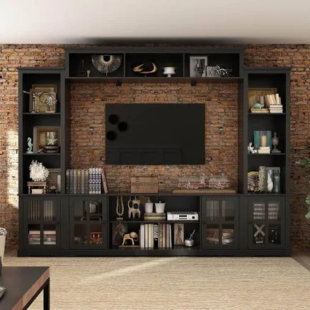 FUFU&GAGA Entertainment Wall Unit with Bridge