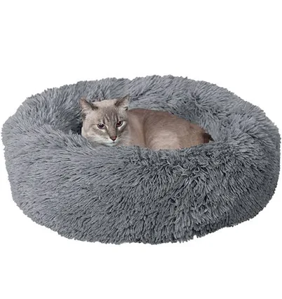 FurHaven Calming Cuddler Long Fur Donut Dog Bed