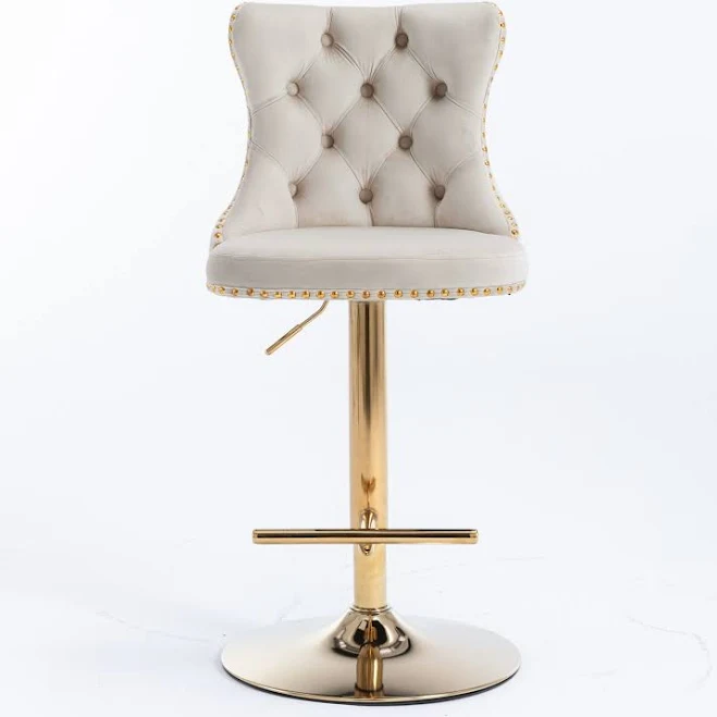 GDFStudio Riveton Modern Swivel Velvet Upholstered Bar Stools with Tufted Back