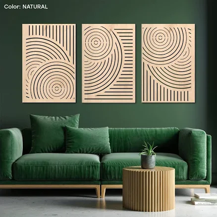 Geometric wood wall art panel, Geometric wood wall set of 2 panels, Abstract woo