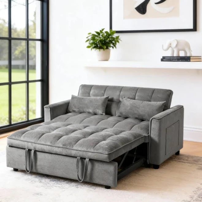 Gewnee 52.75 inch Convertible Sleeper Sofa Bed with Pillows and Adjustable Backr