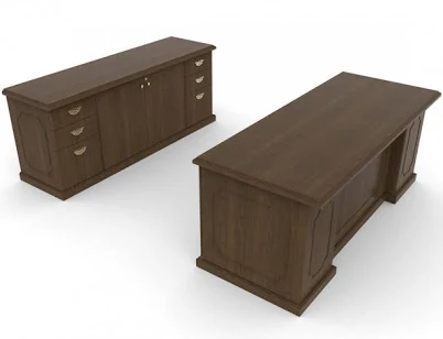 Global Philadelphia Luxury Wood Executive Desk and Credenza Set