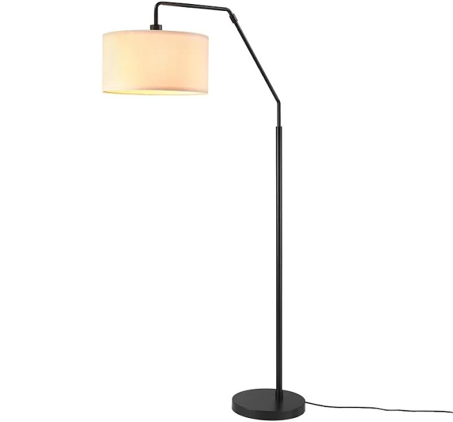 Globe Electric 65-in Matte Black Arc Floor Lamp with Fabric Shade