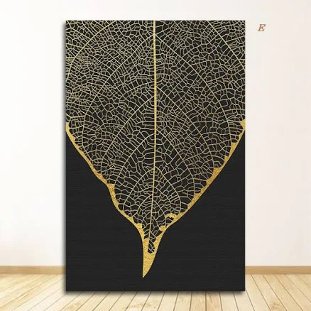 Golden Leaves Abstract Tropical Canvas Prints