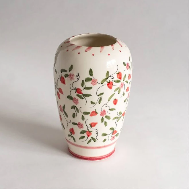 GreenRow Hand Painted Floral Ceramic Dinnerware Vase