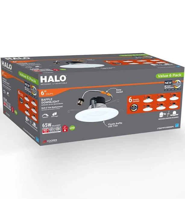 Halo 6 in. 8.75W LED Recessed Downlight White lt56079fs1ewhr6pk