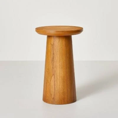 Hearth & Hand with Magnolia Wooden Round Pedestal Accent Drink Table