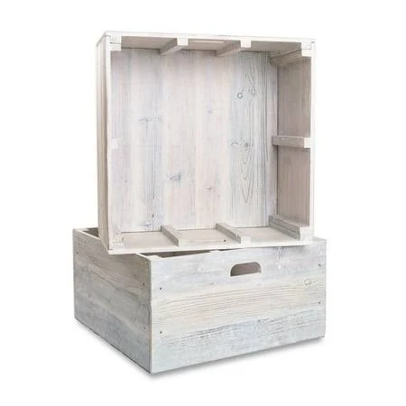 Heirloum Farmers Market Reclaimed Wood Whitewash Storage Crate