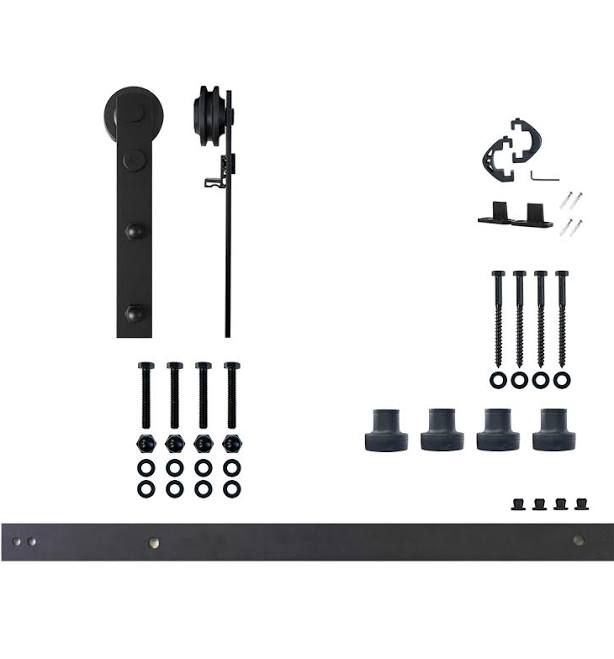 HOMACER 66 in. Black Rustic Barn Door Hardware Kit