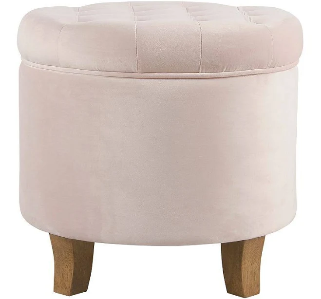 Homepop Tufted Round Ottoman with Storage