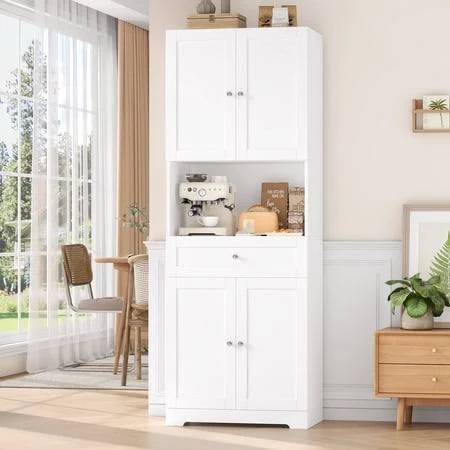 Homfa 67.5'' Tall Kitchen Pantry with Microwave Shelf