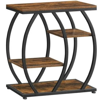 Hoobro Industrial End Table 4 Tier with Storage Shelves