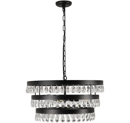 House of Hampton Modern 3-Tier Crystal Teardrop Chandelier