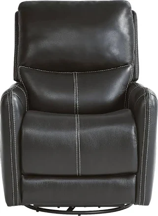 Hudson Place Black Leather Triple Power Swivel Recliner