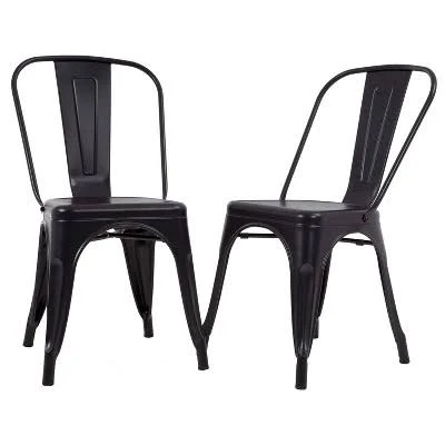 Industrial Metal Slat Back Armless Design Side Chair