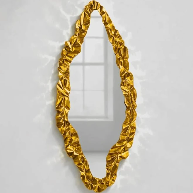 Interior Moderna Aurelian Gold Leaf Gilded Sculptural Form Mirror