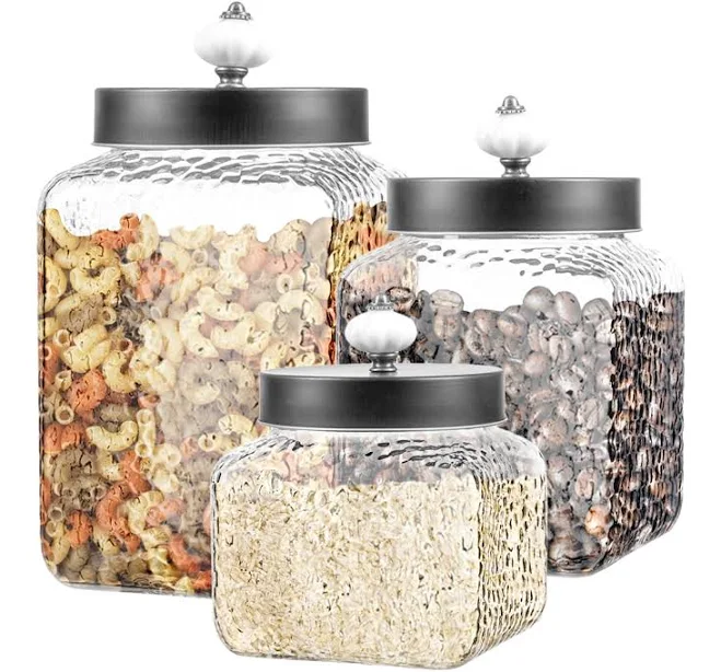 Jay Imports Hammered Square 3Pc Canister Set