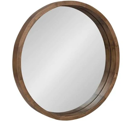 Kate and Laurel Hutton Round Wood Wall Mirror